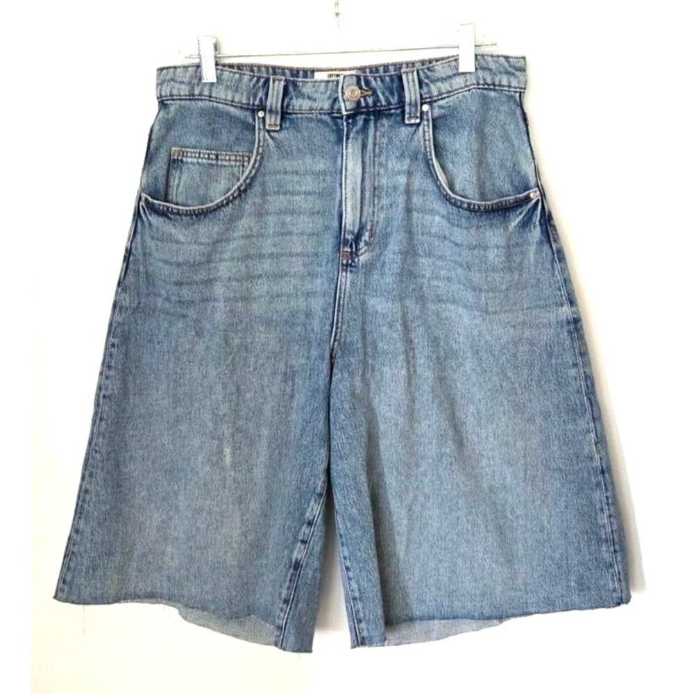 Cotton On Lyocell Wide Jort Womens Denim Bermuda Shorts Size 30 Light Wash Blue - Picture 2 of 8